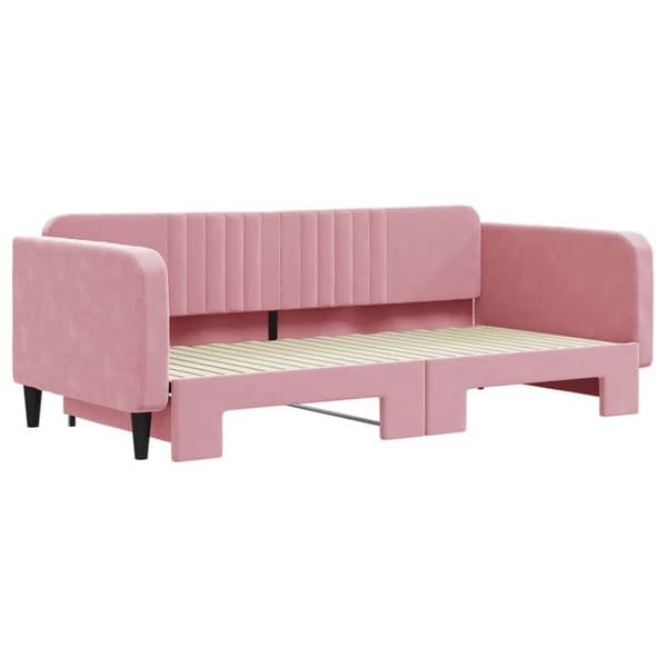 Maison Exclusive - Dagbädd med utdragbar säng rosa 100x200 cm sammet