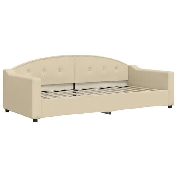 Maison Exclusive - Senge med udtræk og creme madras 90x200 cm stof