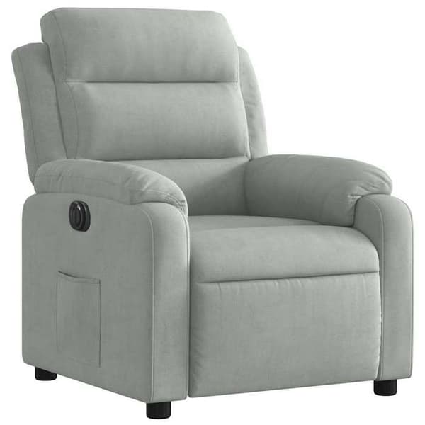 Maison Exclusive - Elektrisk recliner i lys grå velour