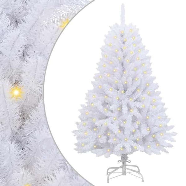 Maison Exclusive - Julgran i plast 150 LED PVC och vit stål Vit