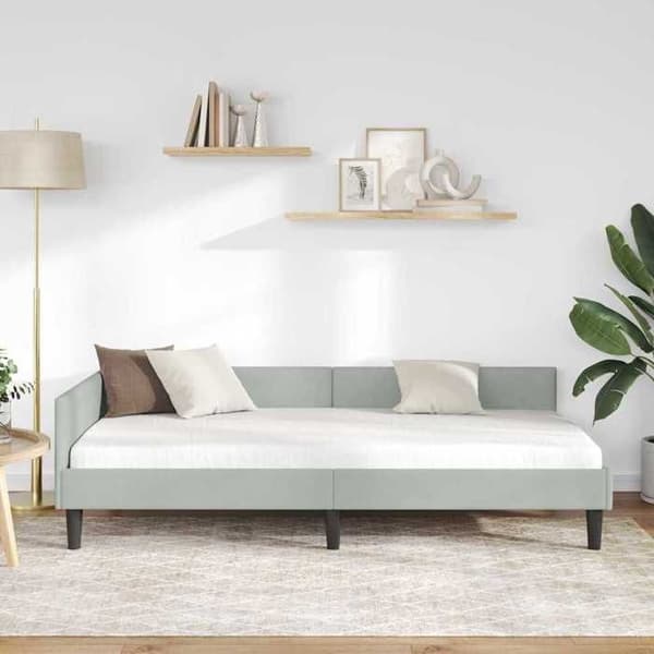 Maison Exclusive - Ljust grått hörnsängram 80 cm x 200 cm Sammet