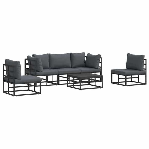 Maison Exclusive - Sæt af 6 pc have-sofaer Sort Aluminium Svart