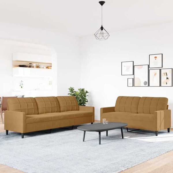 Maison Exclusive - 2 kpl:n sohvasetti tyynyillä, ruskea sametti