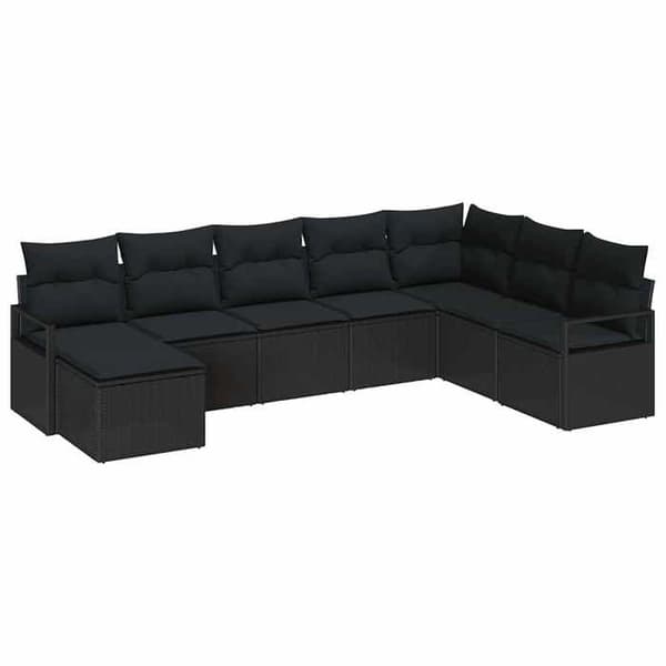 Maison Exclusive - 8 osan sohvasetti musta polyrottinki