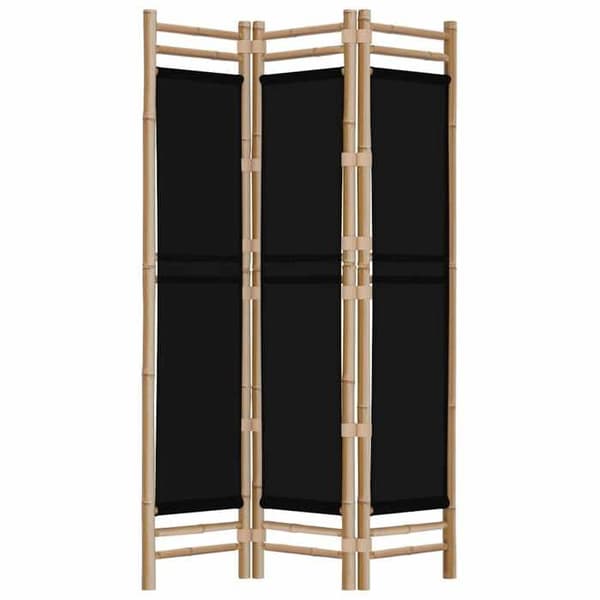Paravent - EXKLUSIVT HEM - 3 paneler 120 cm - Bambu och tyg - Svart - Inomhus