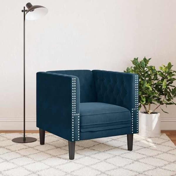 Maison Exclusive - Chesterfield fåtölj i blått sammet Blå