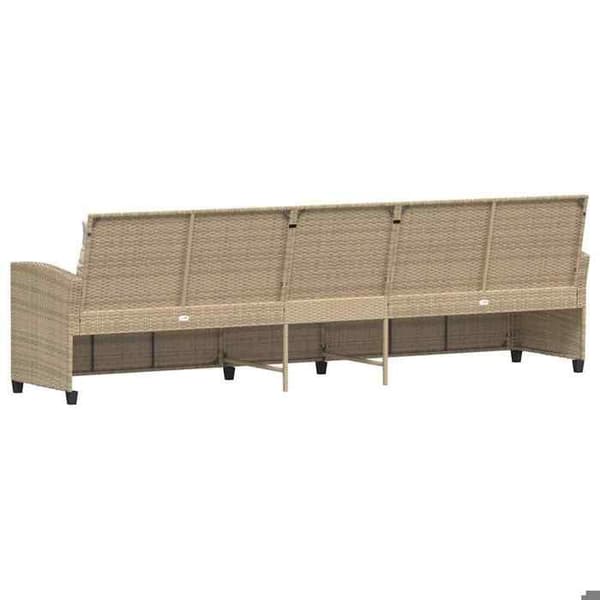 Maison Exclusive - Trädgårdsoffa med kuddar 5 platser beige flätad resin