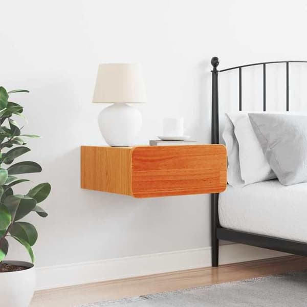 Nattduksbord - EXKLUSIVT HEM - Brun vax 39 x 34 x 16,5 cm - Massivt furu - Rektangulär - Lättskött Brun lack