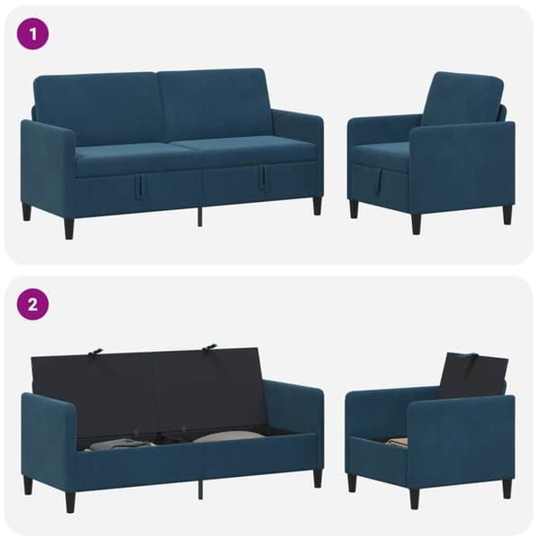 Maison Exclusive - Soffa med förvaring 2 st Blå Polyester