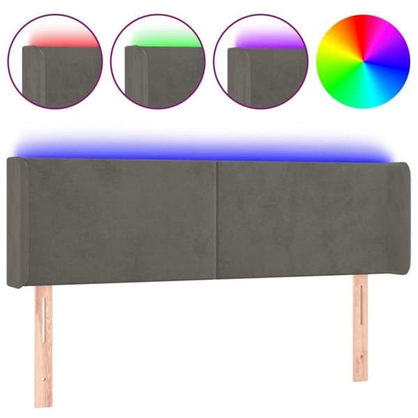 Maison Exclusive - LED-päätyharso Tummanharmaa 147x16x78/88 cm Sametti mörkgrå