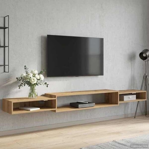 Exklusivt Hem - Väggmonterad TV-möbel Väggmontering Ek hantverk 220 x 28 x 21 cm