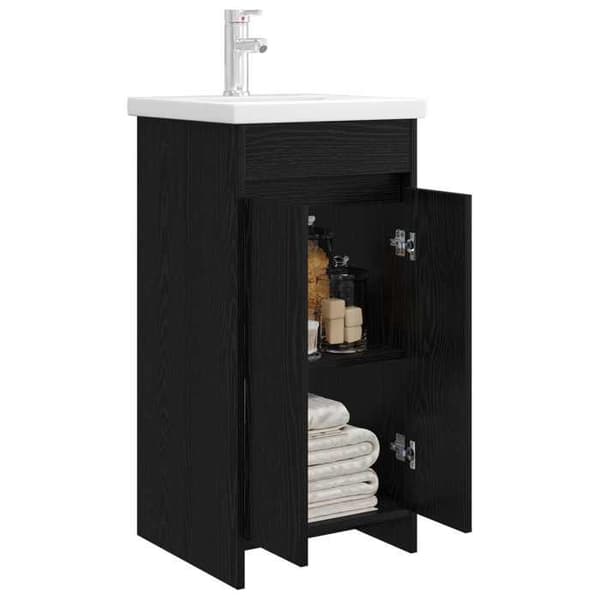 Maison Exclusive - Badeværelsesmøbel med vask, Sort eg 42 x 40 x 84,5 cm