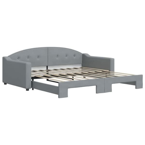 Maison Exclusive - Dagbädd med utdragbar säng gråljus 100x190 cm tyg
