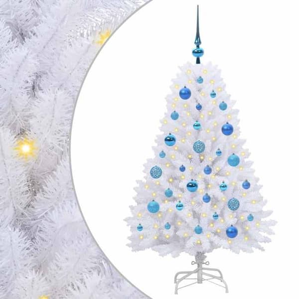Kunstigt juletræ - EKSKLUSIV HUS - 120 cm - Hvid - LED 8 tilstande - USB-strøm Vit