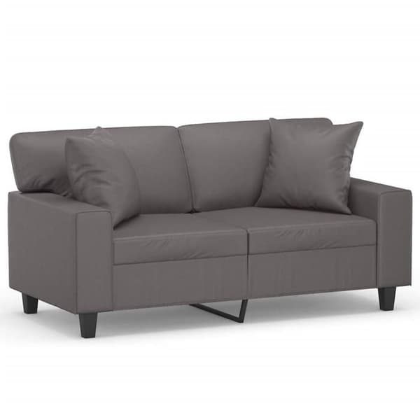 Maison Exclusive - Soffa 2 platser med grå kuddar 120 cm konstläder