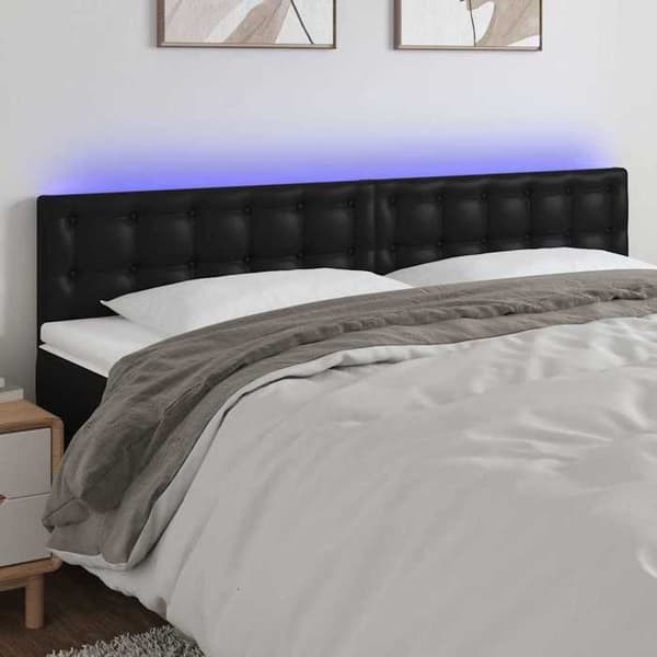 Maison Exclusive - LED Hovedgærde Sort 180x5x78/88 cm Syntetisk Læder