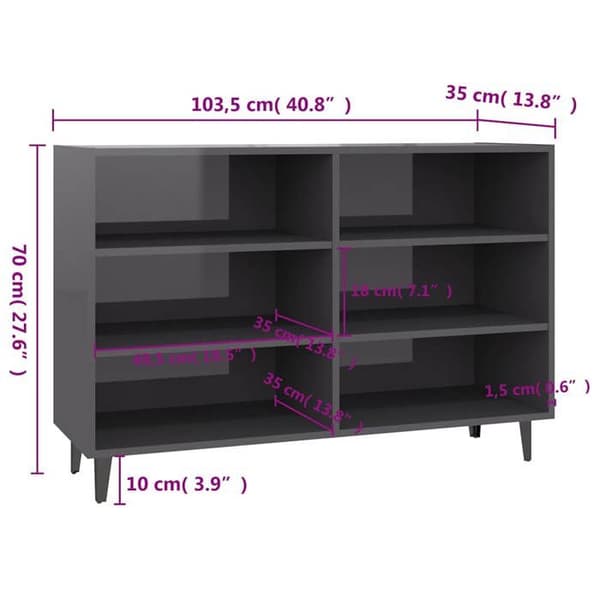 Maison Exclusive - Buffet grå glans 103,5x35x70 cm ingeniørtræ