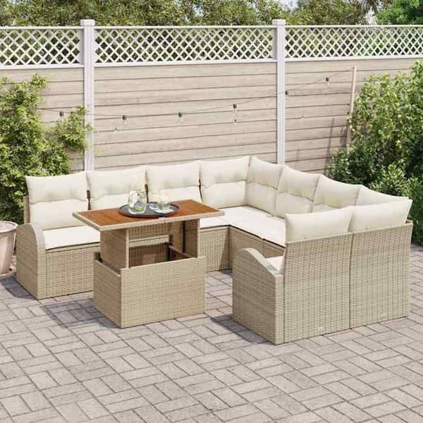 Maison Exclusive - 9 osan beige ja kerma värinen puutarhakalustesarja