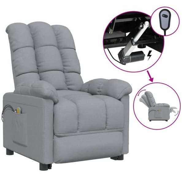 Elektrisk massage stol - EKSKLUSIV HUS - Standard - Lys grå - Polyester stof - 3 positioner for hældning Ljusgrått