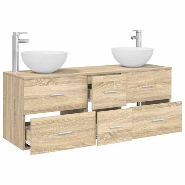 Maison Exclusive - 3-delars badrumsskåpset Sonoma-ek