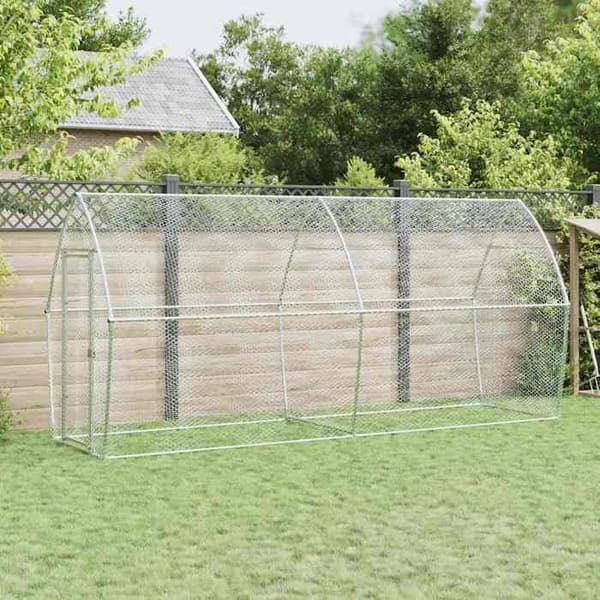 Maison Exclusive - Silverfärgad hönsgård 400x105x182 cm galvaniserat stål Silver