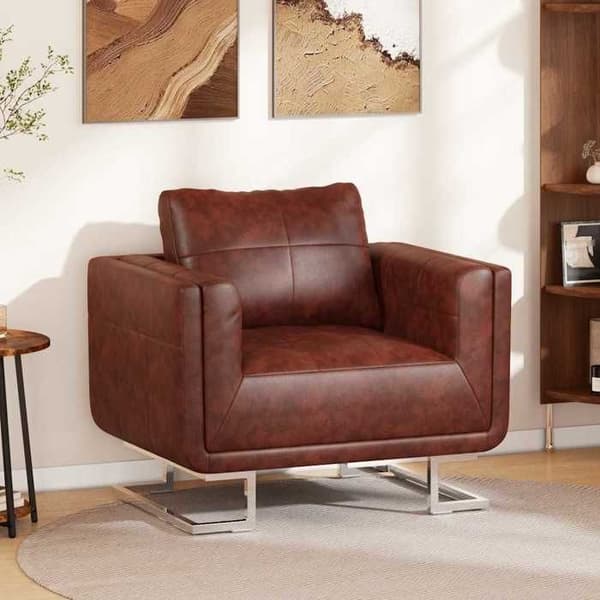 Stol - Cube Maison Exclusive - Krom ben - Brun kunstlæder - 1 plads brun