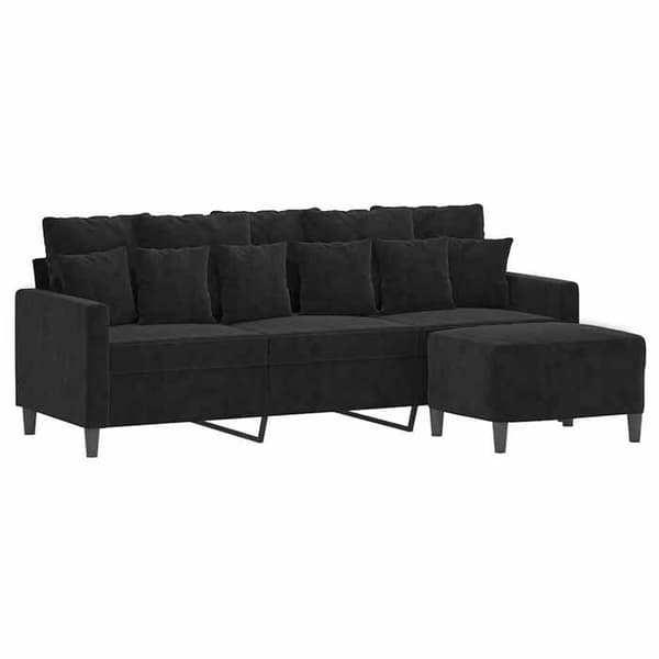 Maison Exclusive - 3-sitssoffa med fotstöd Svart 180 cm Sammet