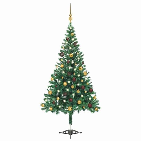 Maison Exclusive - Forudbelyst kunstigt juletræ/bolde 210 cm 910 grene