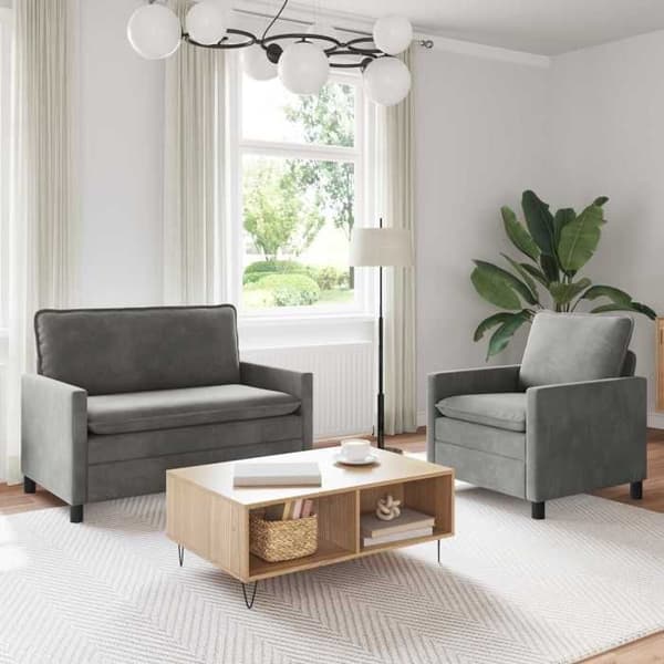 Maison Exclusive - Sæt af 2 sofaer Lys grå Velour