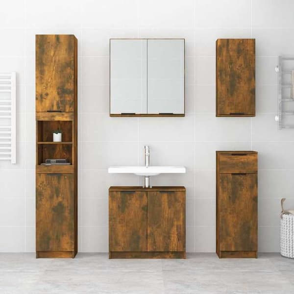 Maison Exclusive - Spejlskab til badeværelse Røget eg 64x20x67 cm