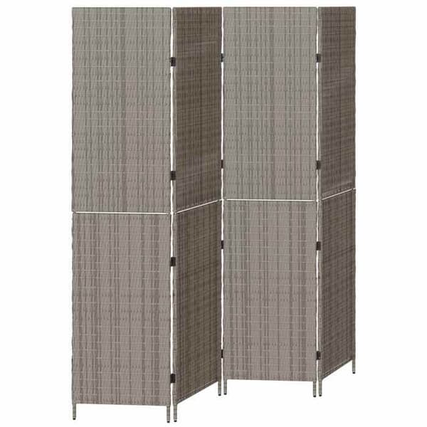 Paravent - MAISON EXCLUSIVE - 195 x 180 cm - Polyrotin (harpiks) - Grå - Sammenklappelig Grå