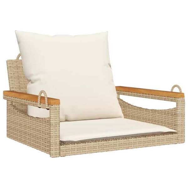 Maison Exclusive - Balanssoffa med beige kuddar 63x62x40 cm flätad resin beige