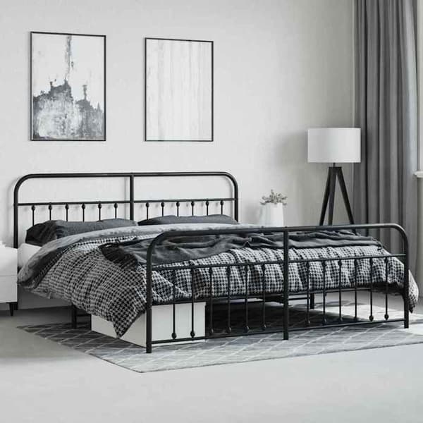 Maison Exclusive - Metal sengestel uden madras med sort sengebund 200x200cm