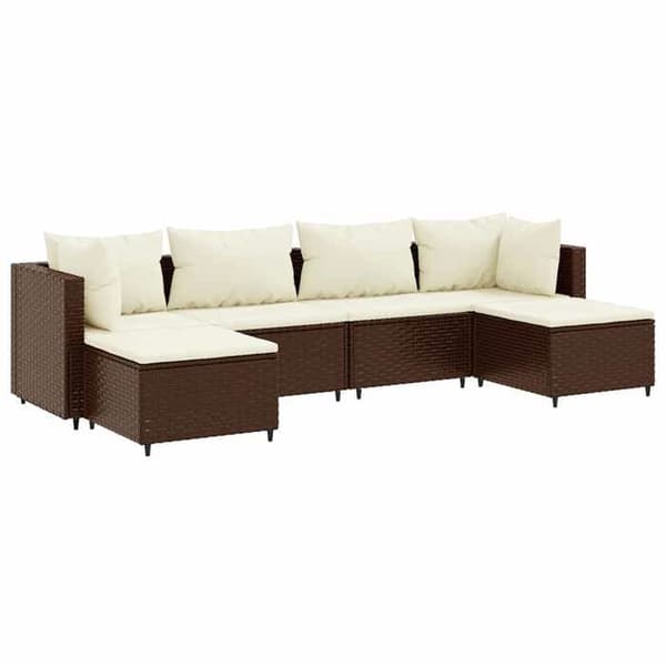 Maison Exclusive - Trädgårdsmöbler 6 delar med kuddar Brun Flätad resin