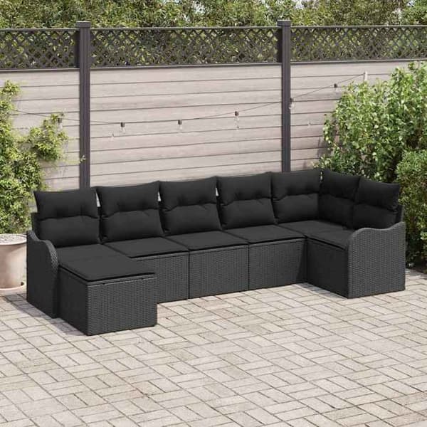 Havemøbel sæt - EKSKLUSIV HUS - 7 dele - Sort - Poly rattan - Modulært design Svart