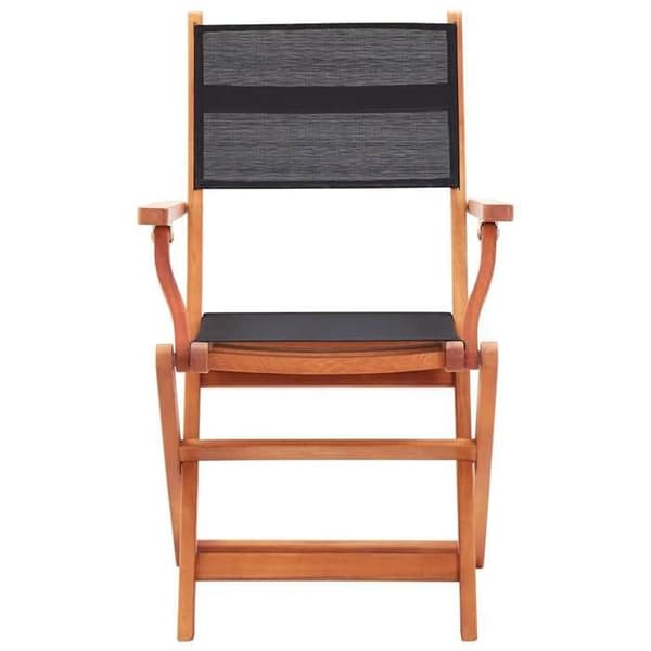 Maison Exclusive - Fällstolar, set om 4, i svart massiv eukalyptus och textilene