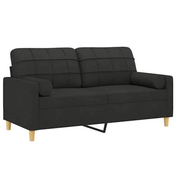 2-personers sofa med pyntepuder sort 140 cm stof80 [cm] Svart