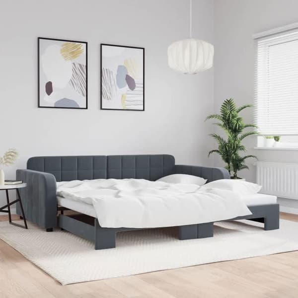 Päivävuode - MAISON EXCLUSIVE - Maison Exclusive - 100x200 cm - Tummanharmaa sametti - Daybed Mörkgrå