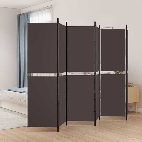 Maison Exclusive - Avskiljande vägg 6 paneler Brun 300x180 cm Tyg