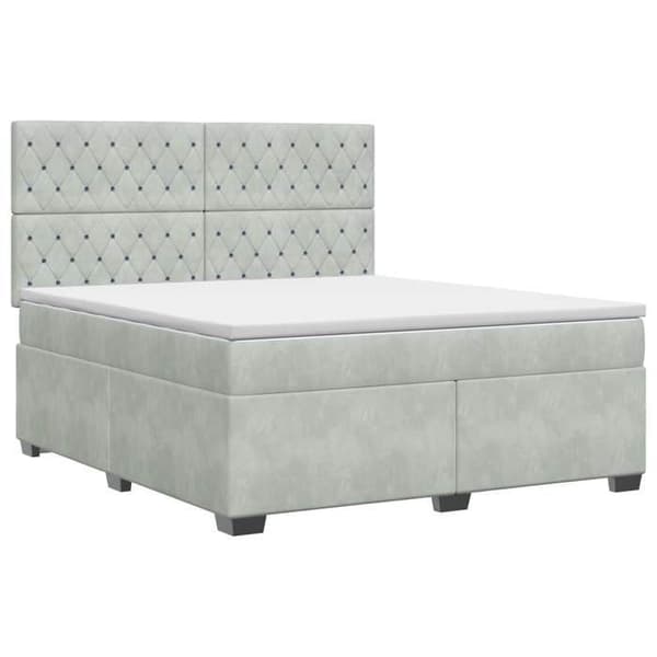 Maison Exclusive - Boxspring seng med madras Lys grå 160 x 200 cm Velour Ljusgrått