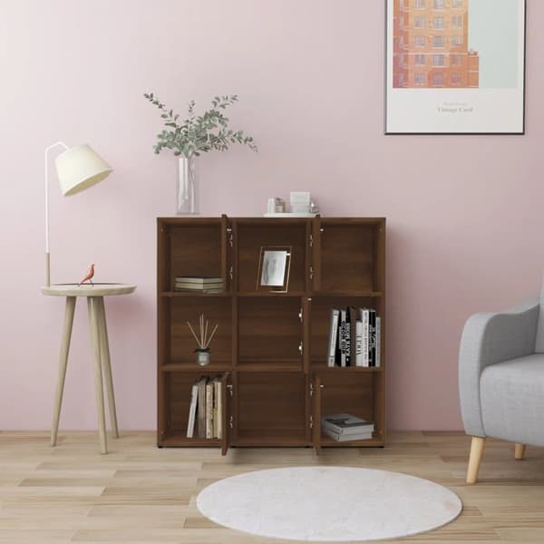 Maison Exclusive - Bibliotek Egetræ brun 90x30x90 cm Ingeniørtræ