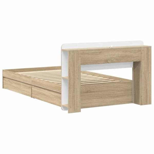 Maison Exclusive - Sängram med förvaring Ek Sonoma 90 x 190 cm
