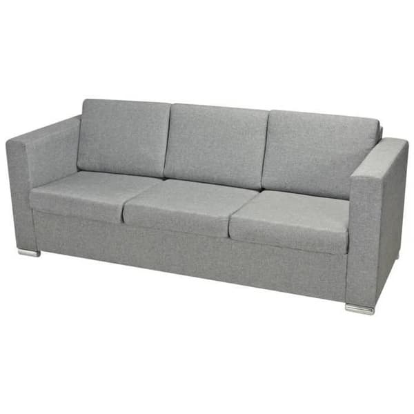 Sofa - Eksklusiv Hus - 3 pladser - Lys grå stof - Træramme & kromfødder Ljusgrått