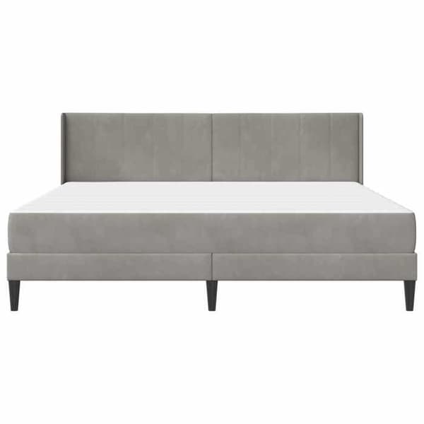 Sengestel med madras - EKSKLUSIV HUS - Rektangulær - Lys grå - 180 x 200 cm - Velour & lameller Ljusgrått