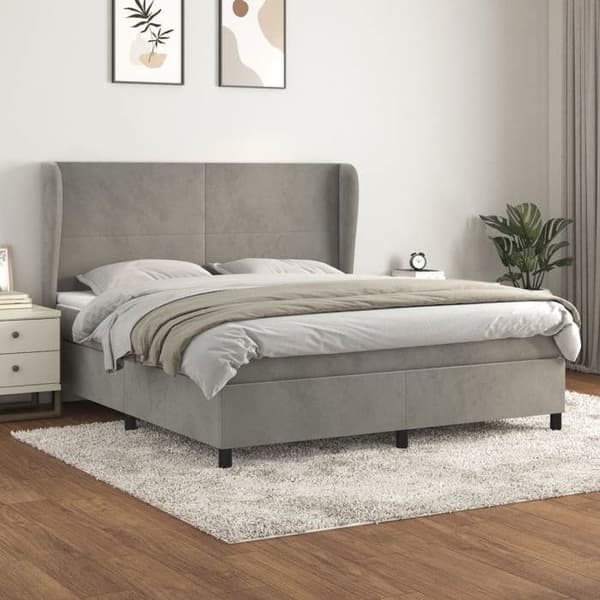 Maison Exclusive - Seng solid bund med socker og madras Grå 160x200cm Velour