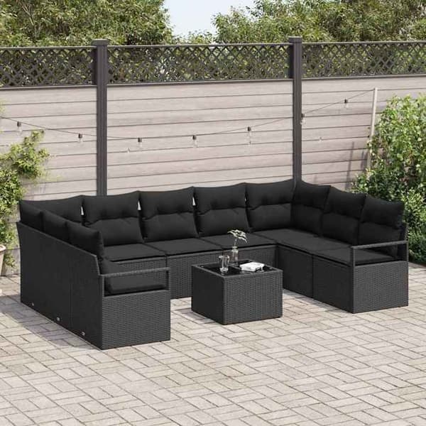 Havemøbel - EKSKLUSIVT HUS - Modulerbart - Sort poly rattan - Lynlås puder - Omstillingsbord