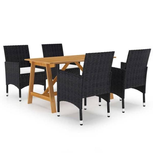 Maison Exclusive - Have spisebordssæt 5 stk Sort Svart