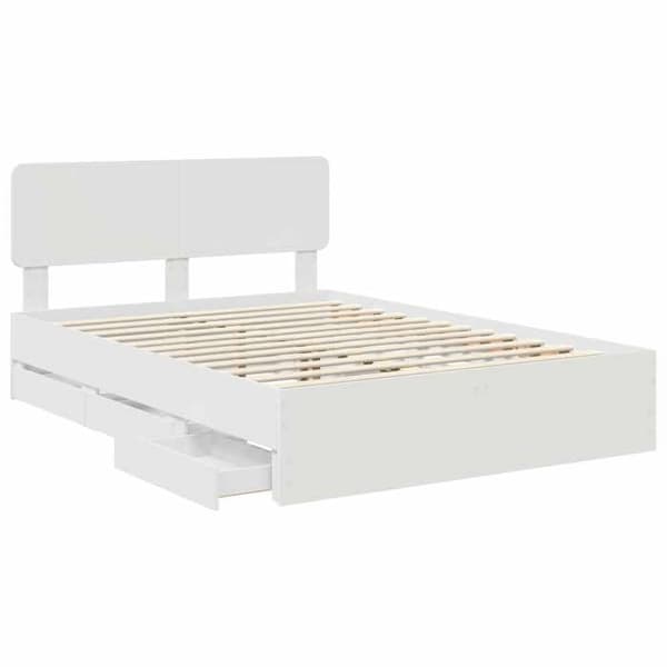 Maison Exclusive - Sängram med låda Vit 160 x 200 cm Ingenjörsträ