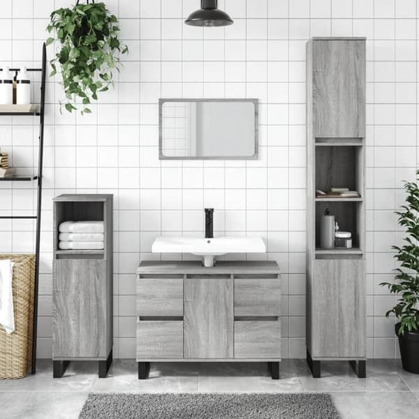 Maison Exclusive - Sonoma harmaa kylpyhuonekaappi 30x30x100 cm