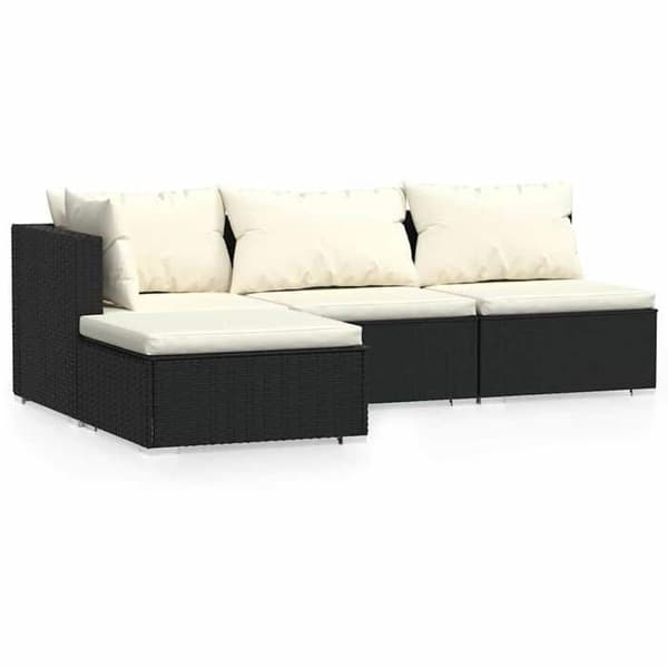 Maison Exclusive - Havegruppe 4 stk med puder Sort flet